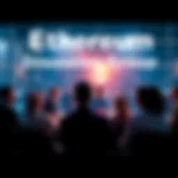 A group of people engaged in discussion about Ethereum, sharing insights and updates in a lively environment.