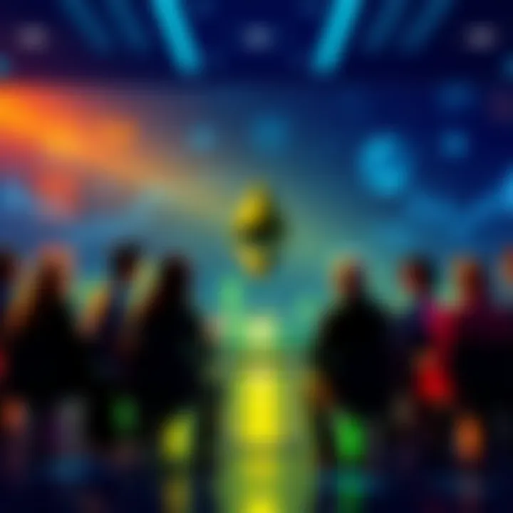 People discussing Ethereum news and insights with digital graphics in the background