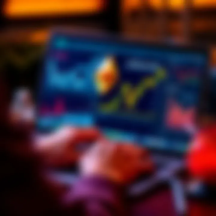 Person analyzing Ethereum trends on a laptop with graphs and charts visible, considering a simple investment approach