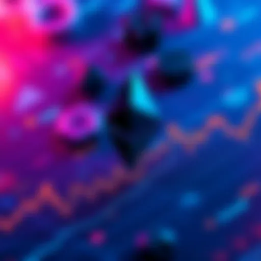 A chart showing Ether's price at $1,820 with upward and downward trends marked