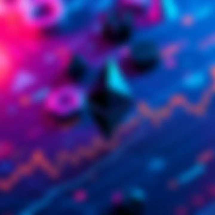 Ethereum Price Chart A chart showing Ether's price at $1,820 with upward and downward trends marked