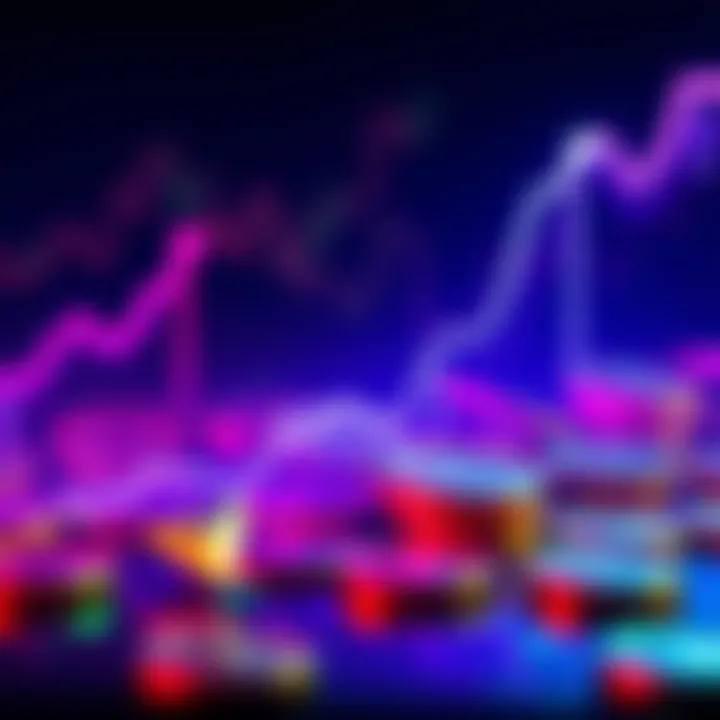 A graph showing an upward trend in Ethereum prices with coins in the background