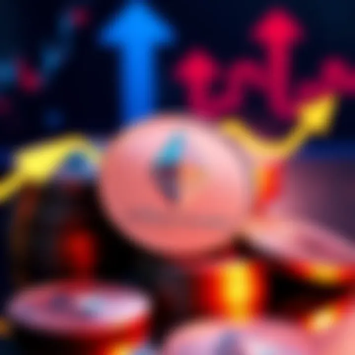 A graphic depicting Ethereum coins with upward arrows and symbols representing market growth, reflecting Tom Lee's market forecast and Eric Trump's comments.
