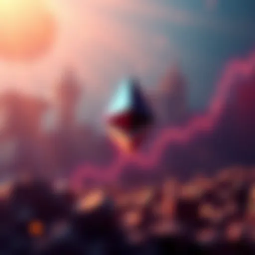 Graph showing Ethereum price rising towards $20,000 with tokenization symbol in the background