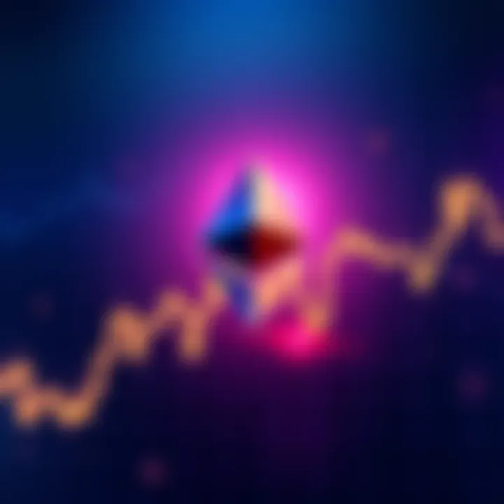 A visual representation of Ethereum's price chart showing a significant upward trend, with Bitcoin and other cryptocurrencies in the background reflecting market shifts.