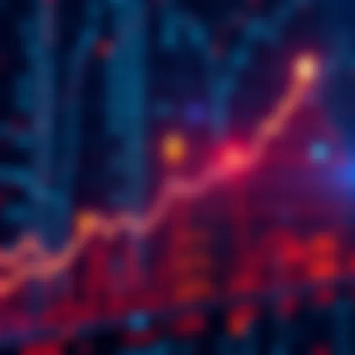 Graph showing a rising trend of Ethereum (ETH) prices against a digital background