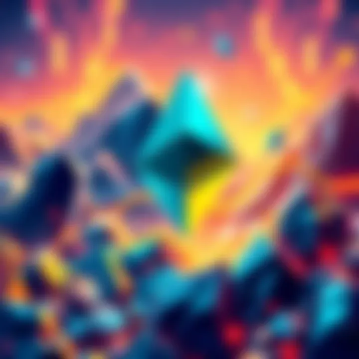 Ethereum Blockchain Resurgence Illustration representing Ethereum's potential rise in value with futuristic elements and market trends