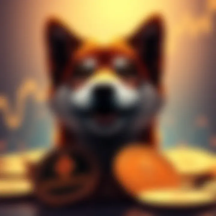 Ethereum and Shiba Inu coins Illustration of Ethereum and Shiba Inu coins with a rising graph in the background