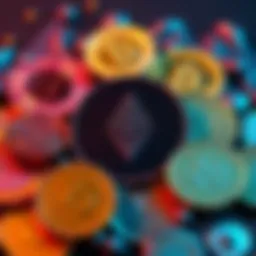 A graphic showing the Ethereum symbol surrounded by stablecoins like USDC and USDT, representing the DeFi ecosystem and user challenges in converting to fiat currency.