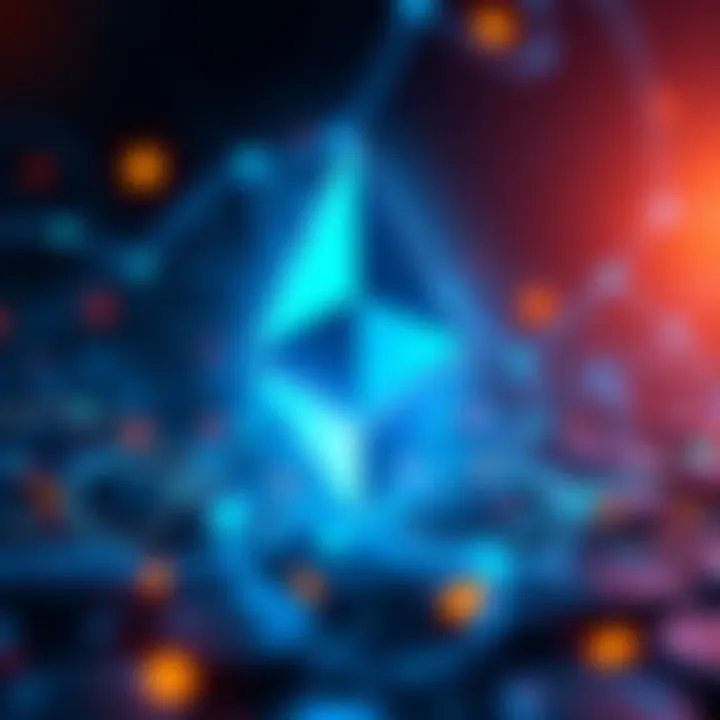 Graphic representation of Ethereum symbol with transaction icons, showcasing 70 million transactions in January.