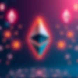 Ethereum Upgrade Concept Illustration showing Ethereum logo with symbols of scalability and lower fees, depicting transformation in network interactions