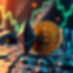 Illustration showing Ethereum and Bitcoin symbols, highlighting their different roles in finance and technology.