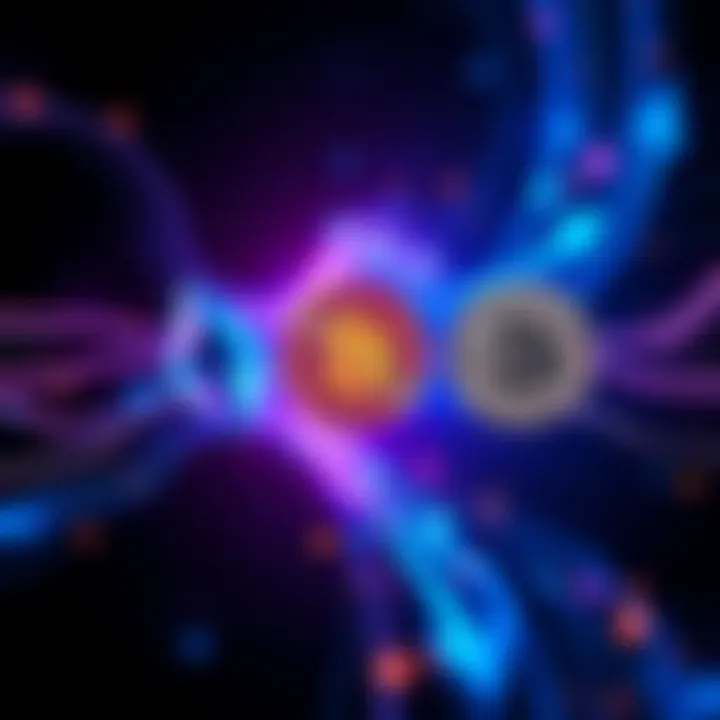 A graphic representation of Ethereum being swapped for Bitcoin with arrows indicating flow between the two cryptocurrencies