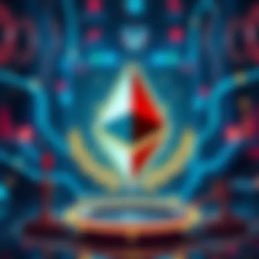 A graphic showing Ethereum's logo with symbols of legal support and institutional backing, highlighting its role in the crypto market.