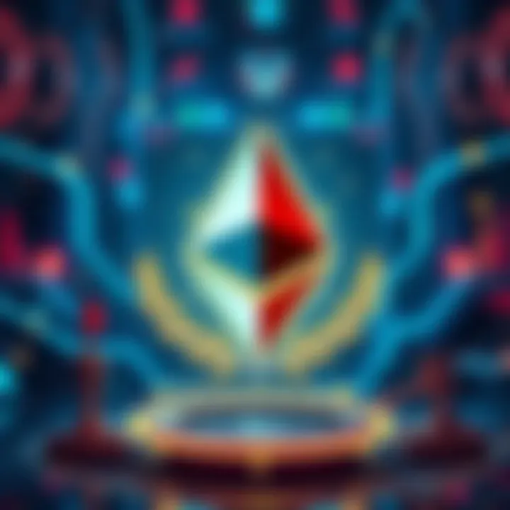 A graphic showing Ethereum's logo with symbols of legal support and institutional backing, highlighting its role in the crypto market.