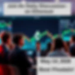 People engaging in conversation about Ethereum with charts and price updates in the background