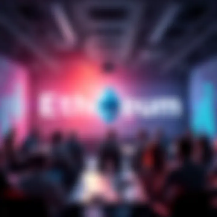 Ethereum Discussion Forum A group of people engaging in a lively discussion about Ethereum in a digital forum setting.