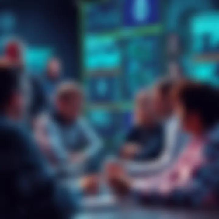 Ethereum General Discussion Graphic A group of people interacting online, sharing ideas about Ethereum trends and news on user boards.