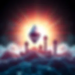 A graphic illustrating Ethereum's potential growth with upward arrows and a bright background, symbolizing a shift towards expansion.