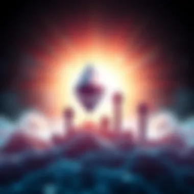 A graphic illustrating Ethereum's potential growth with upward arrows and a bright background, symbolizing a shift towards expansion.