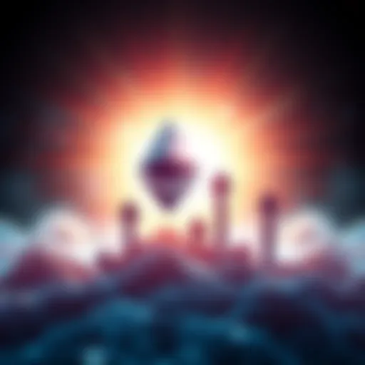 A graphic illustrating Ethereum's potential growth with upward arrows and a bright background, symbolizing a shift towards expansion.