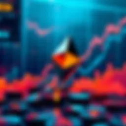 Graph showing Ethereum price increase with a futuristic background