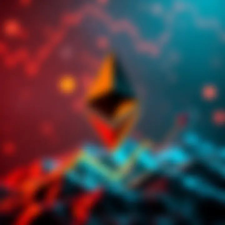 Ethereum symbol with upward trend arrows, indicating market stability and growth potential despite ETF inflows slowing