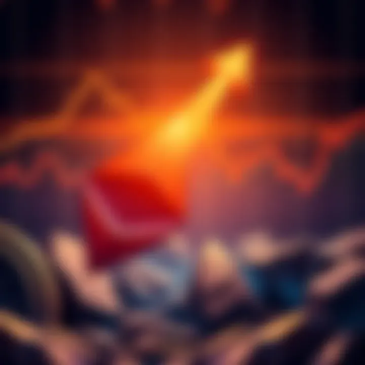 Illustration showing Ethereum logo with an arrow pointing upwards, symbolizing potential price growth amidst tech stock rally