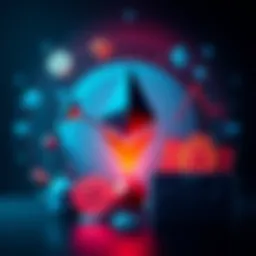 Ethereum logo surrounded by symbols of institutional investment like a dollar sign and a briefcase