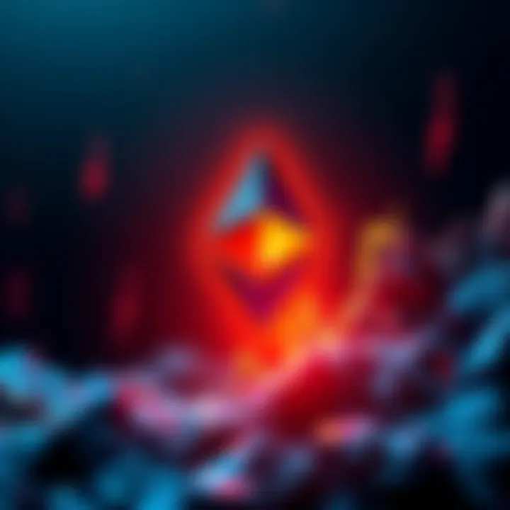 A digital artwork showing the Ethereum logo and rising price graph, symbolizing investment potential.