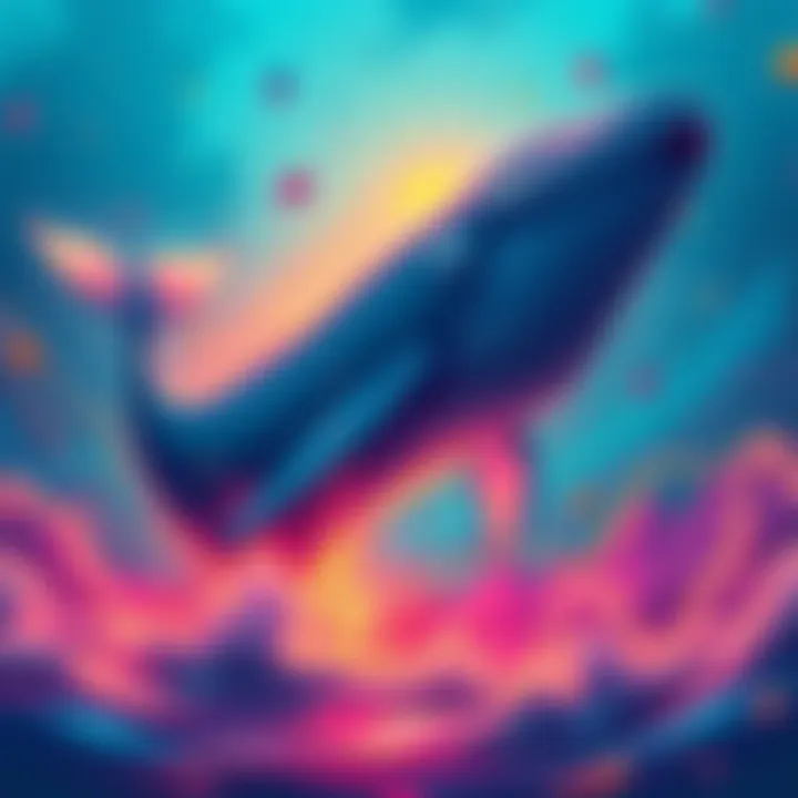 Abstract representation of Ethereum with BlackRock logos and financial growth graphs