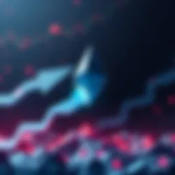 Illustration showing Ethereum logo with an upward arrow, symbolizing market growth and change.