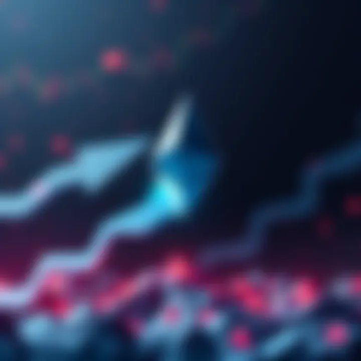 Illustration showing Ethereum logo with an upward arrow, symbolizing market growth and change.