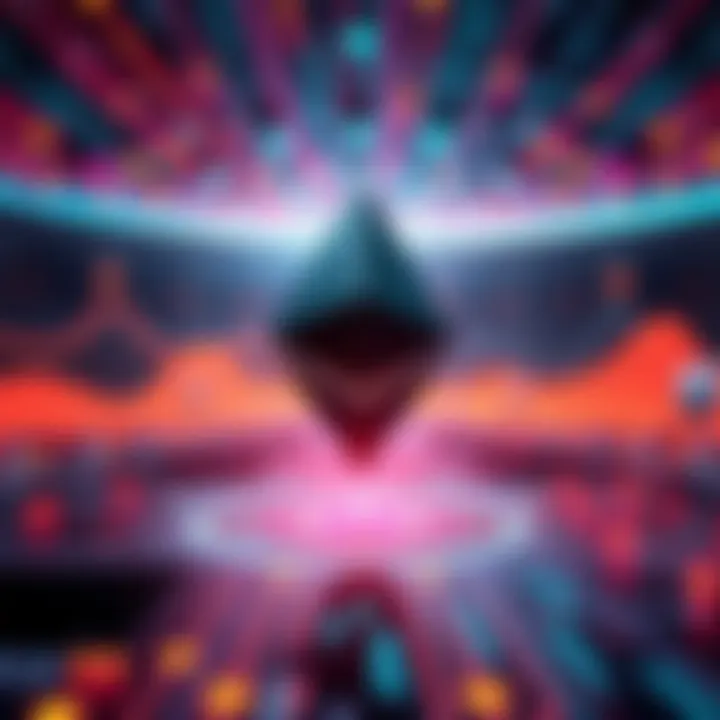 A graphic showcasing Ethereum's high throughput levels with visual indicators of speed and efficiency