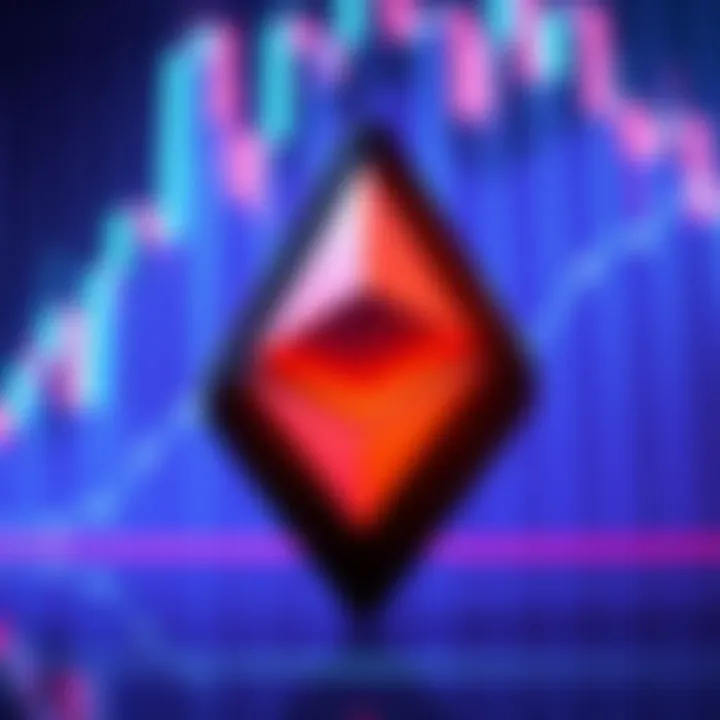 Ethereum logo displayed with a downward price chart indicating struggles to reach $5,000