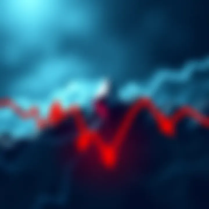 Graph showing Ethereum price plummeting to a 9-month low with red downward arrows, symbolizing panic selling in the market.