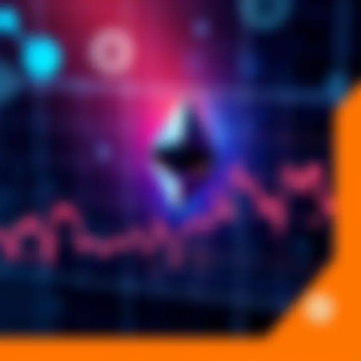 A digital graphic showing a downward trend on an Ethereum price chart, indicating a potential crash. The background includes symbols of digital currency.