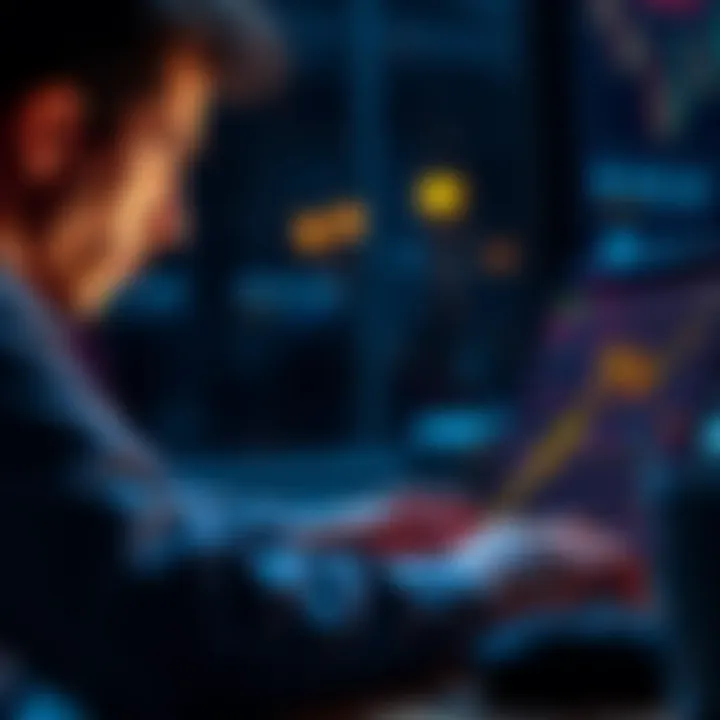 A person looking at Ethereum's rising graph on a laptop with a thoughtful expression, weighing options to cash out or hold.