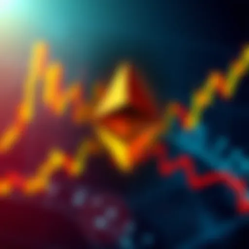 Ethereum logo with a rising price chart background