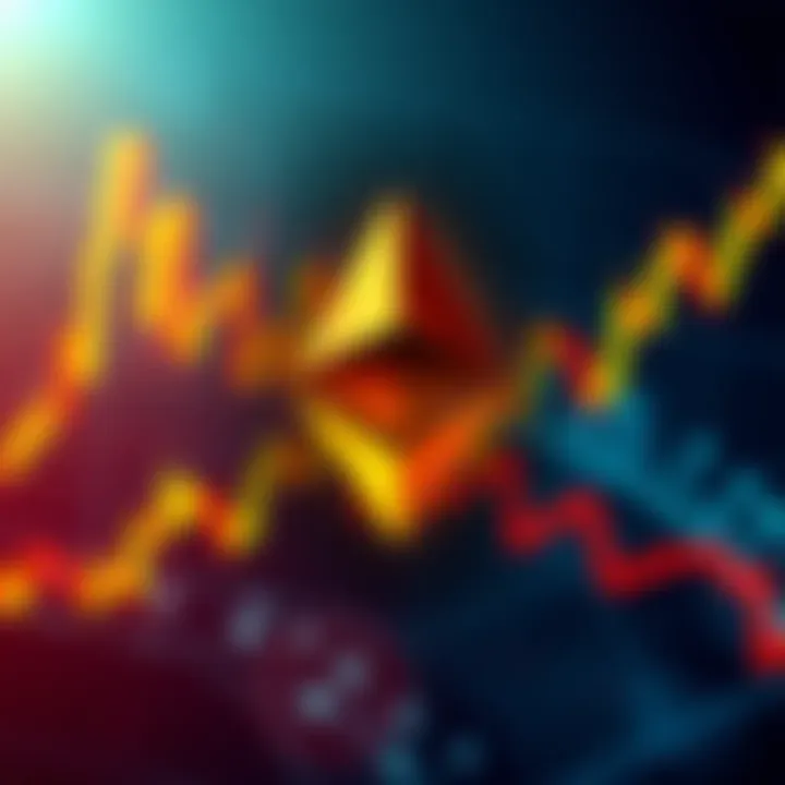 Ethereum logo with a rising price chart background