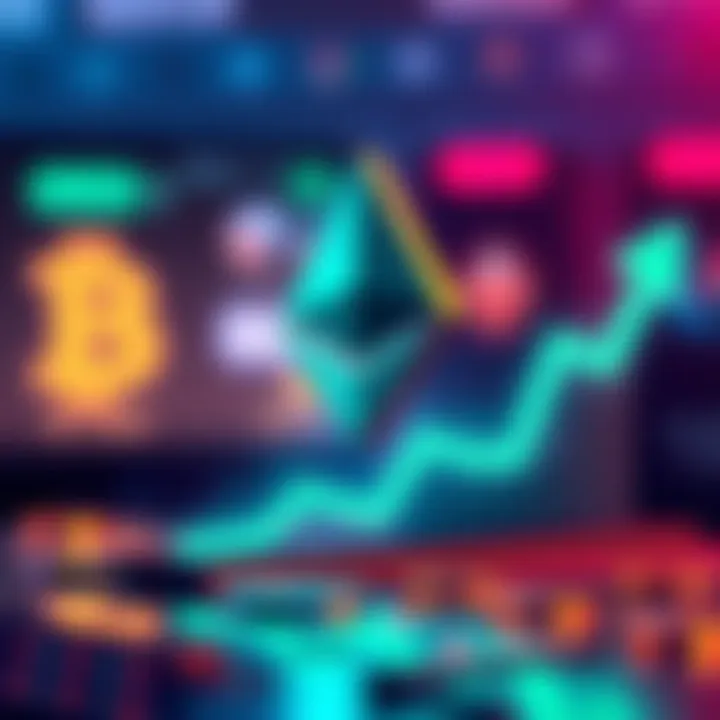 Ethereum Price Surge A graphic showing a rising Ethereum symbol with an upward trend line, representing the increase in ETH value.