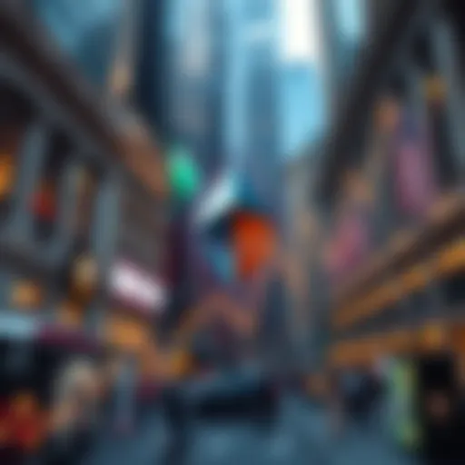 Graph showing Ethereum's price rising sharply with Wall Street symbols in the background