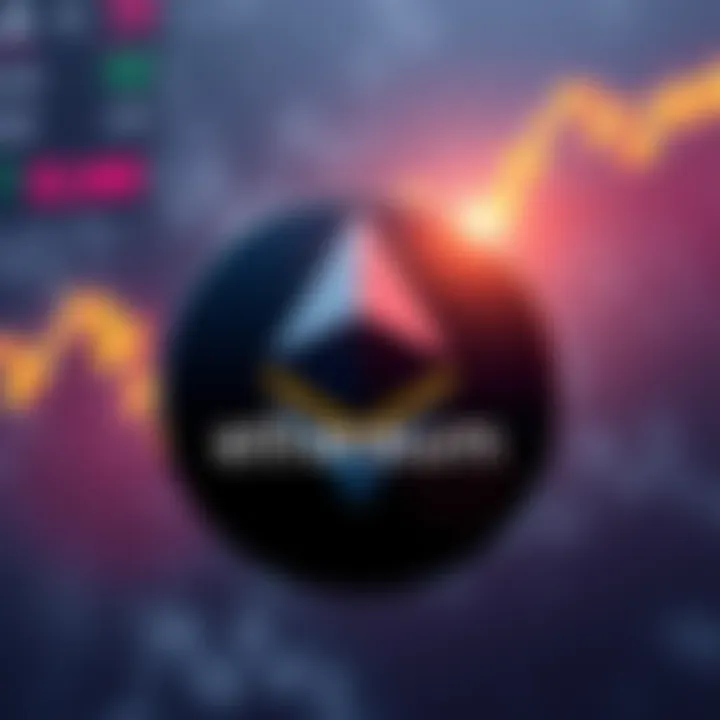 Ethereum logo with a background showing upward price trends above $2000 amidst market uncertainty
