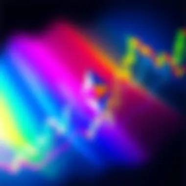 A colorful chart showing Ethereum price trends with bright rainbow colors, indicating market potential and demand.