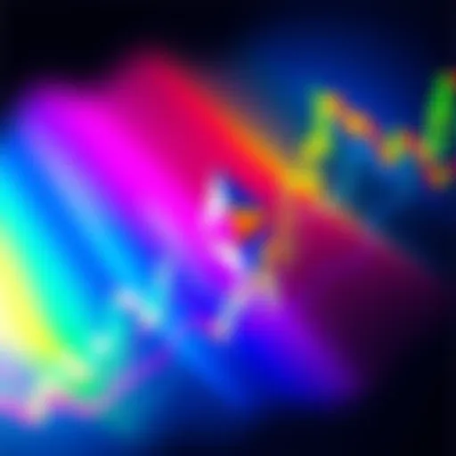 A colorful chart showing Ethereum price trends with bright rainbow colors, indicating market potential and demand.