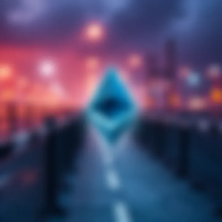 Illustration depicting Ethereum symbol with a backdrop of regulatory barriers