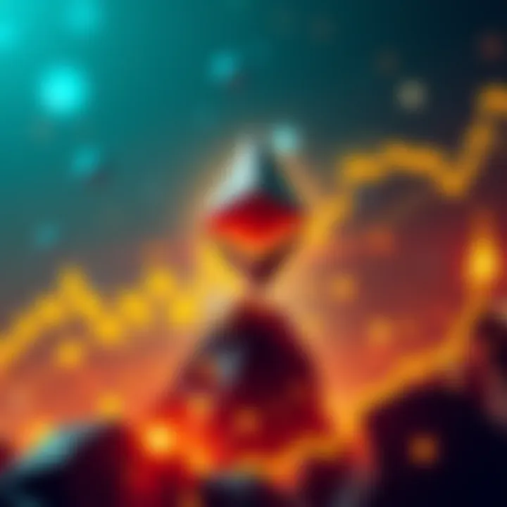 Ethereum Rising A digital representation of Ethereum's logo soaring upward against a backdrop of financial graphs and currency symbols, symbolizing growth in finance by 2026.