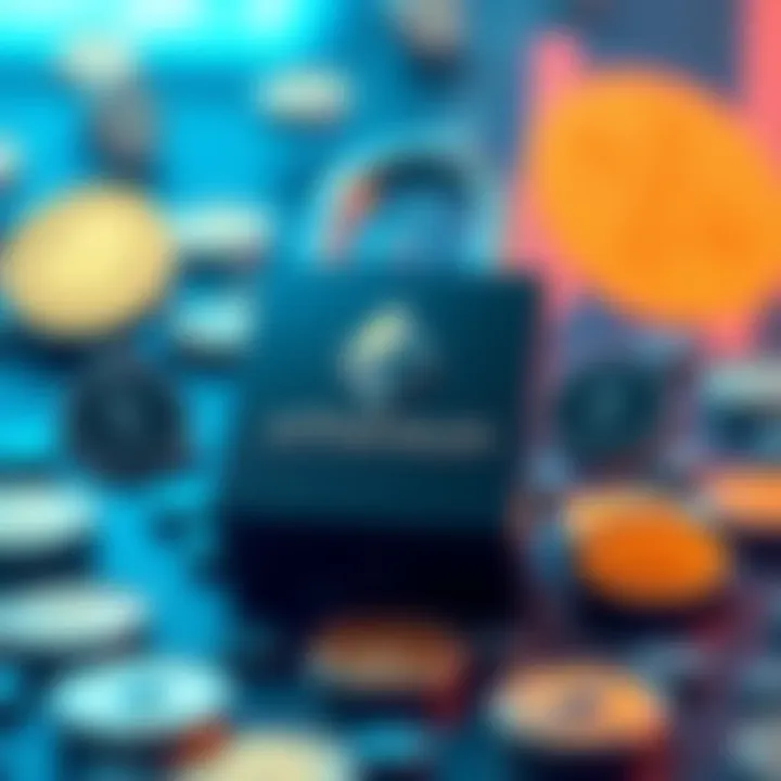 A graphic showing a large lock representing security, surrounded by symbols of staked Ethereum coins, highlighting the risks of centralization in the network.