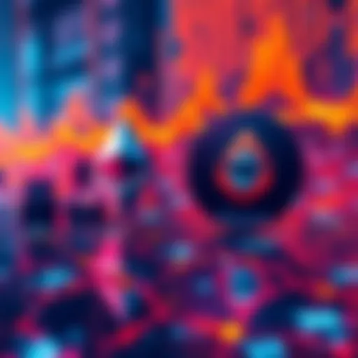 A visual representation of Ethereum and Solana logos with a backdrop of digital transactions and blockchain elements.