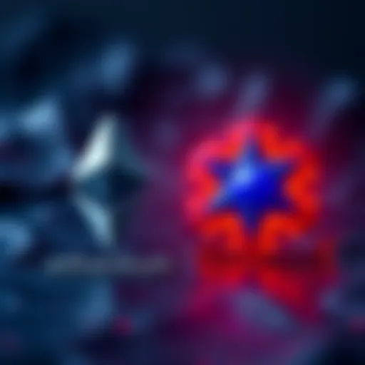 Logos of Ethereum and Solana displayed side by side, representing the choice between the two cryptocurrencies.